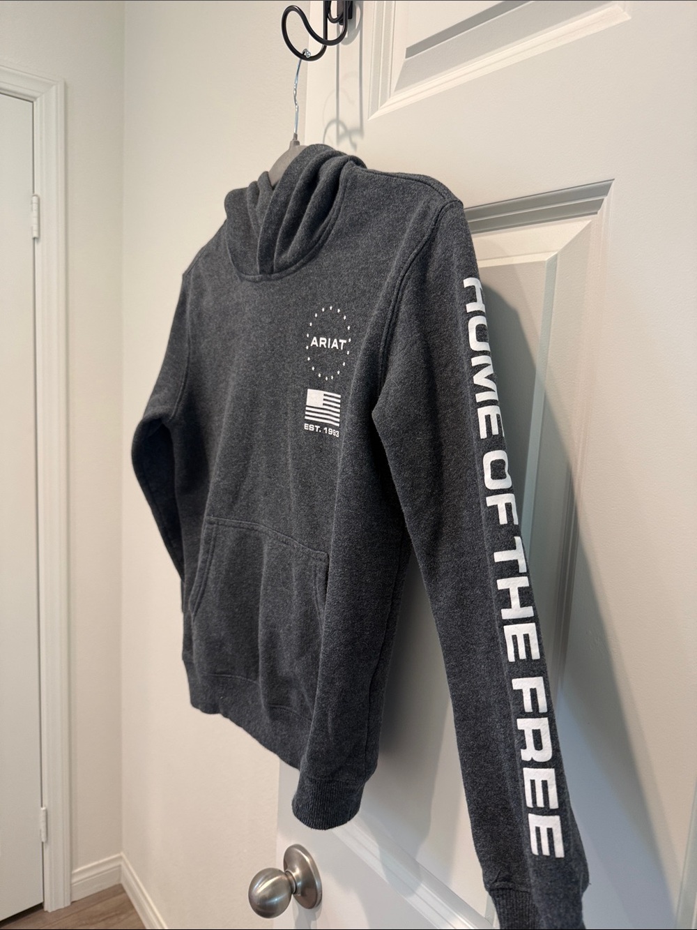 Ariat boys Charcoal Gray Hoodie with Logo - Picture 3 of 7
